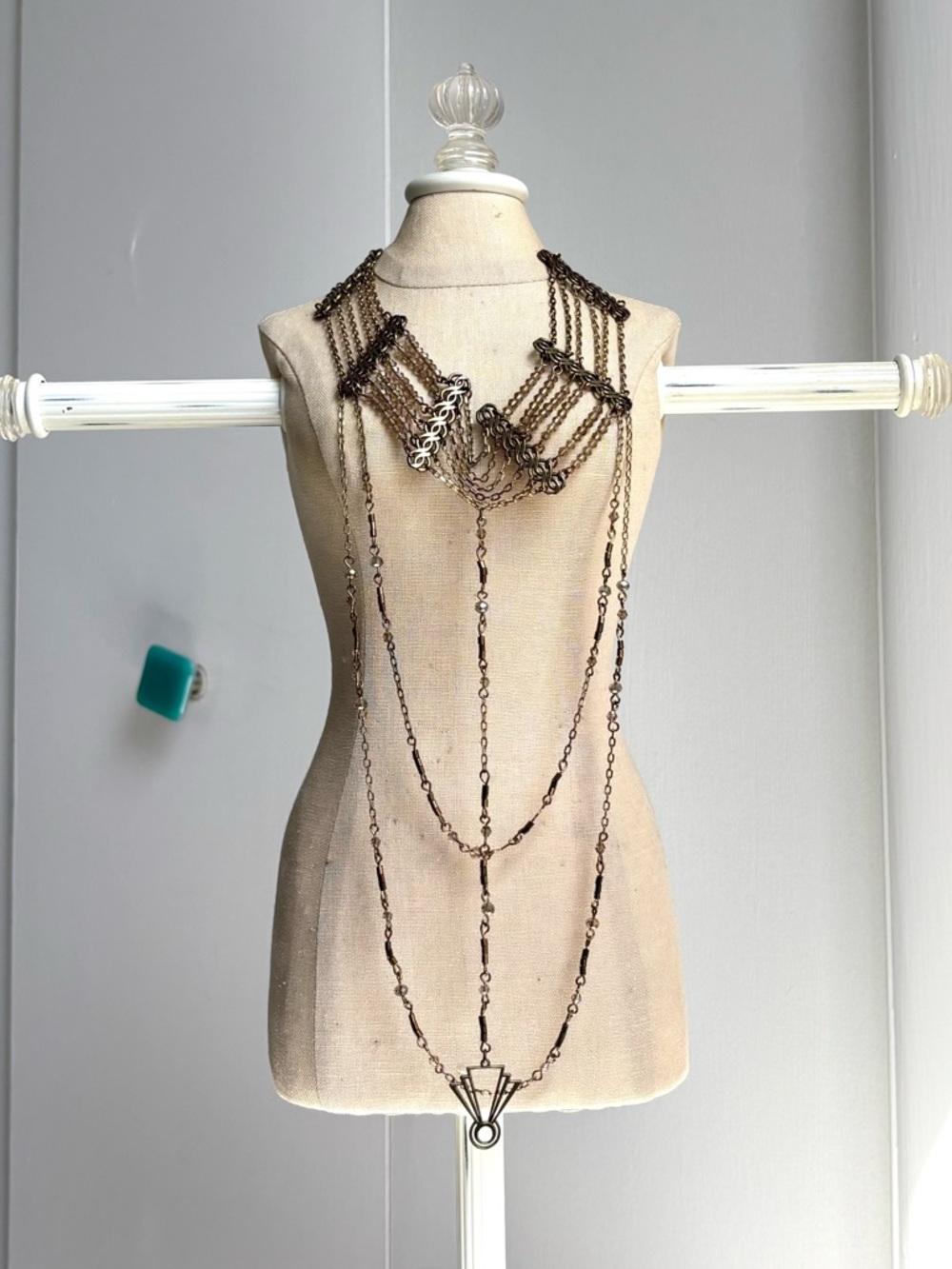 Free People Lotus Beaded Choker Layered Necklace in Gold